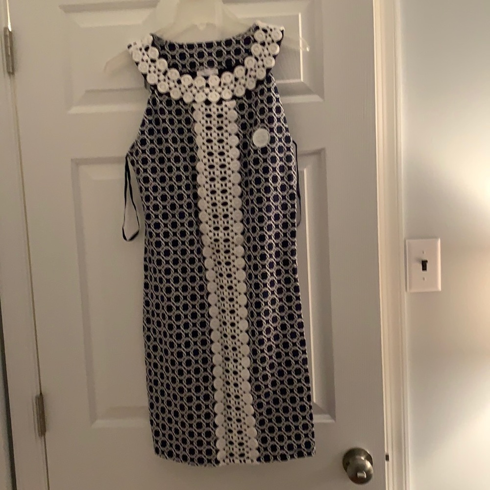 Navy blue and white dress
